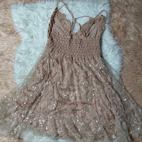 Free people adella sequin dress blush pink nwt L - Picture 5 of 5